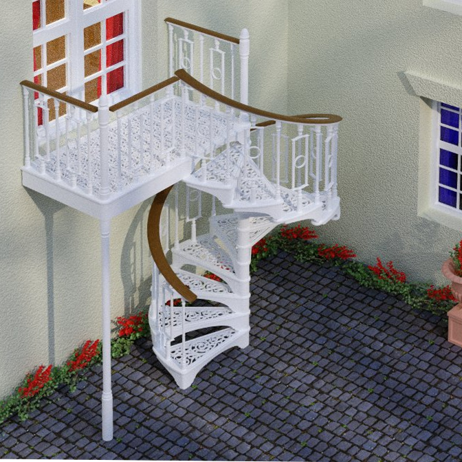 Spiral Staircase Rendered in a Scene
